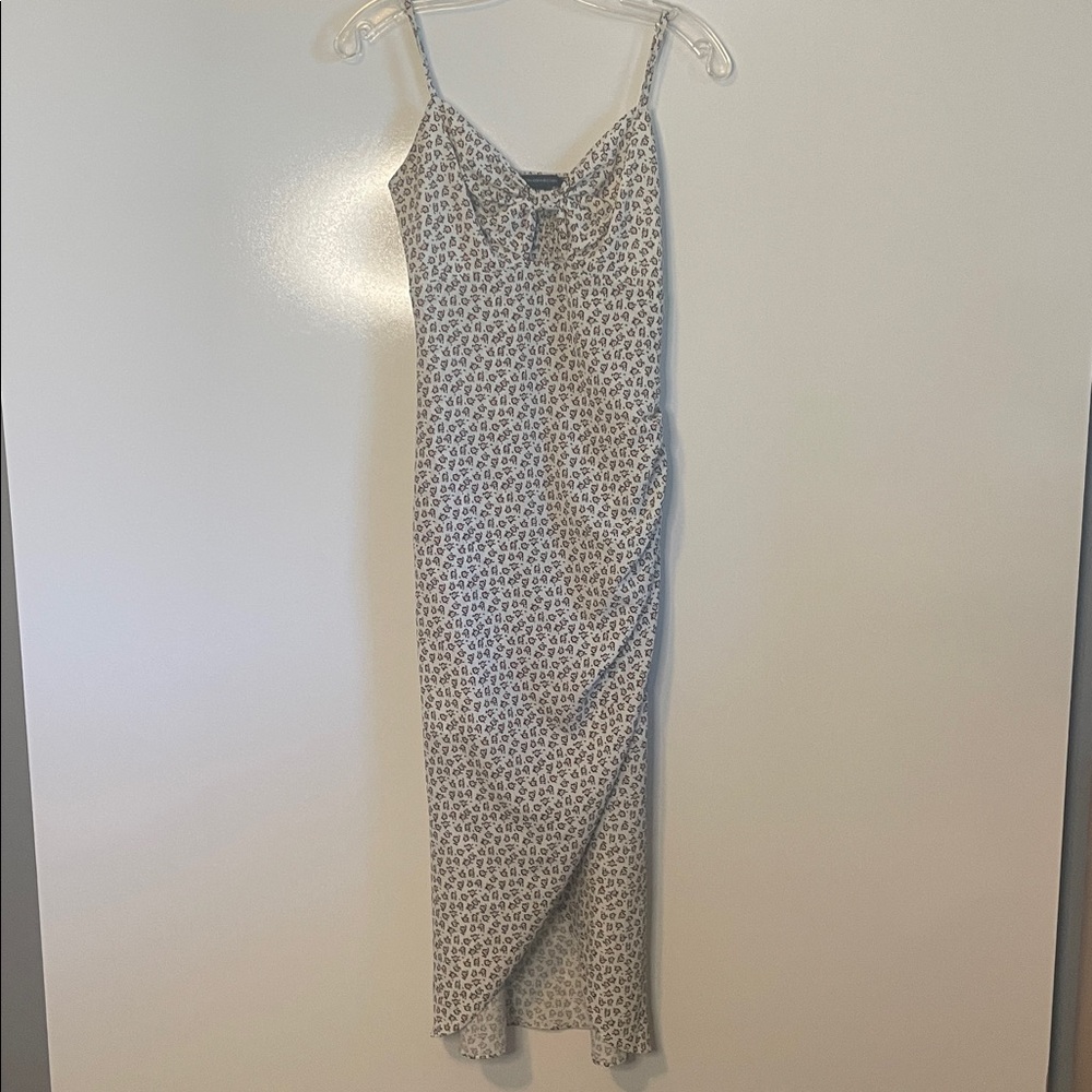 French Connection Floral Cowl Neck Slip Midi Dress Side Ruched Spaghetti Strap 0